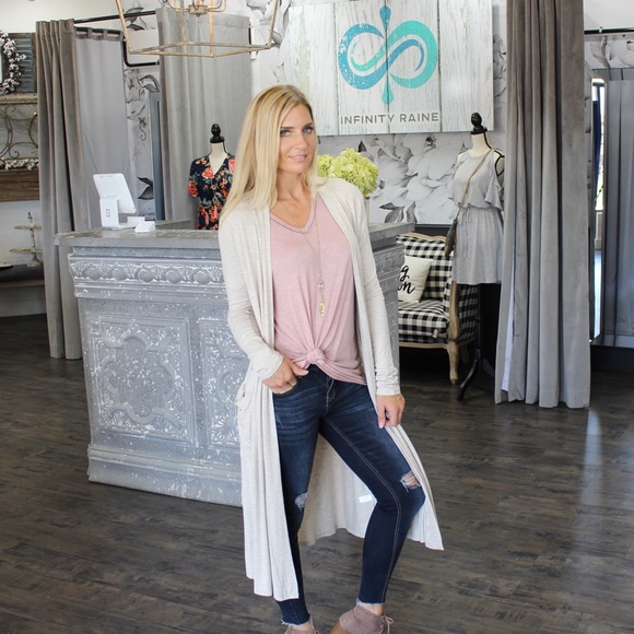 ✨LAST ✨Oatmeal Long Open Cardigan with Pockets - Picture 5 of 7